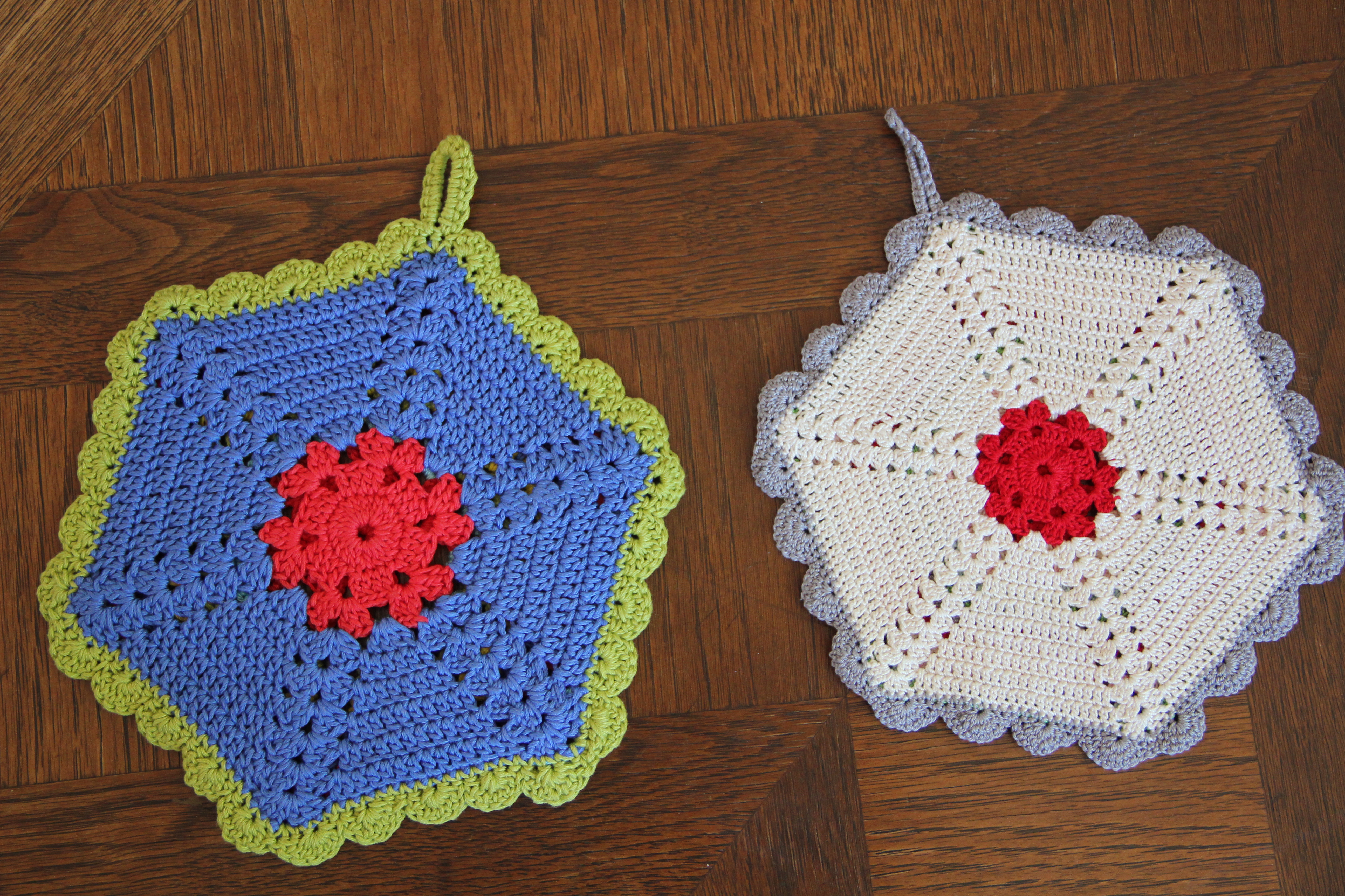 5 Vintage Crocheted Potholders